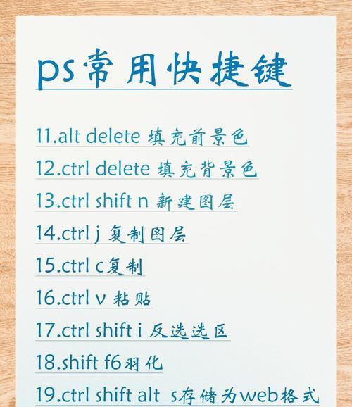 PS键盘快捷键有哪些？如何高效使用它们？
